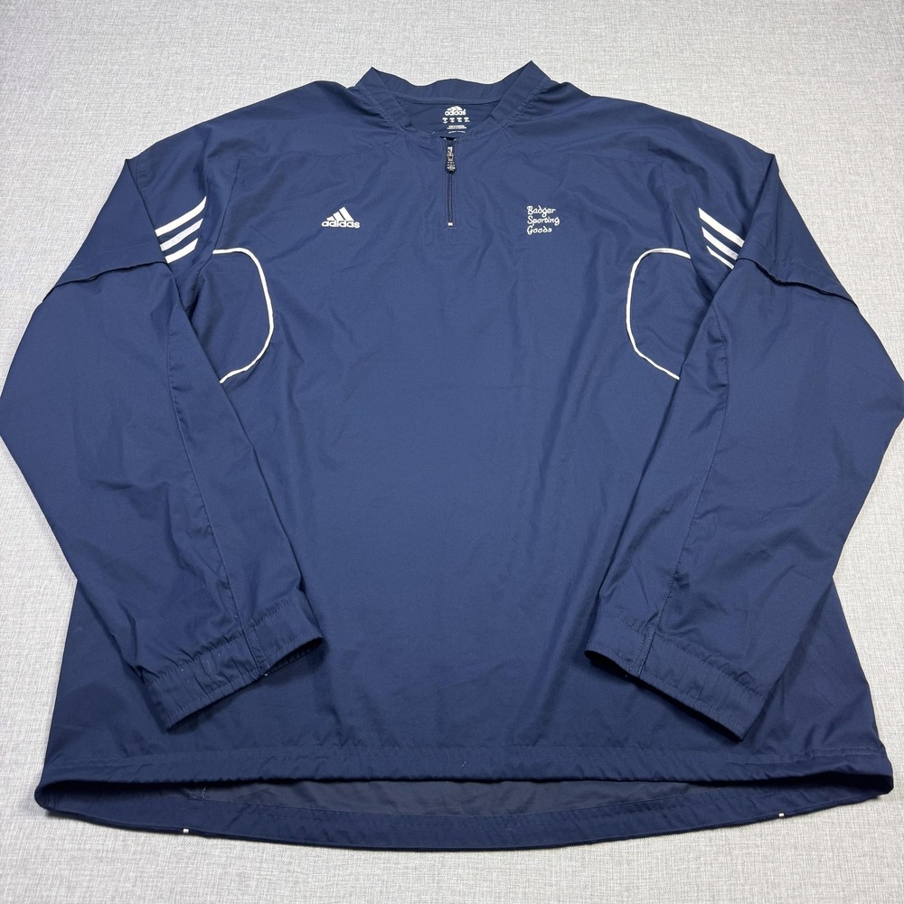 Adidas Wisconsin Badgers Convertible Windbreaker Jacket Mens XL Blue 1/4 Zip
